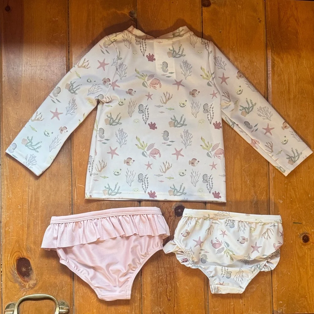 H&M Kids Swim Rashguard Set - Cream and Pink - Picture 2 of 4